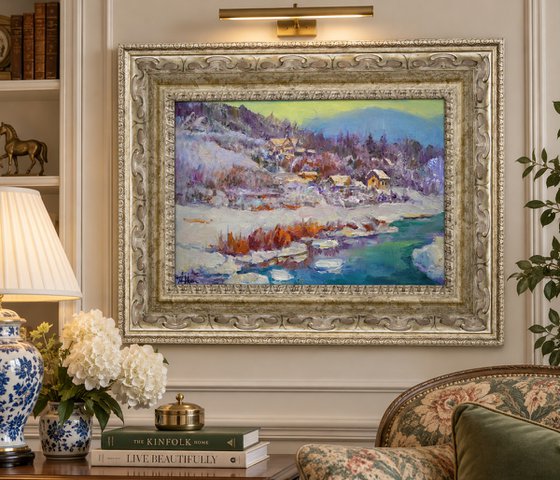 Winter Village by the River