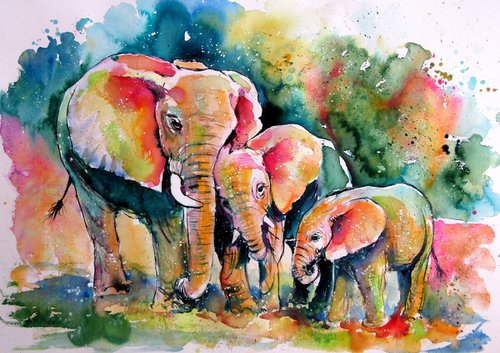 Elephant with babies III by Kovács Anna Brigitta