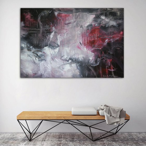 Mindfulness - large red and black abstract