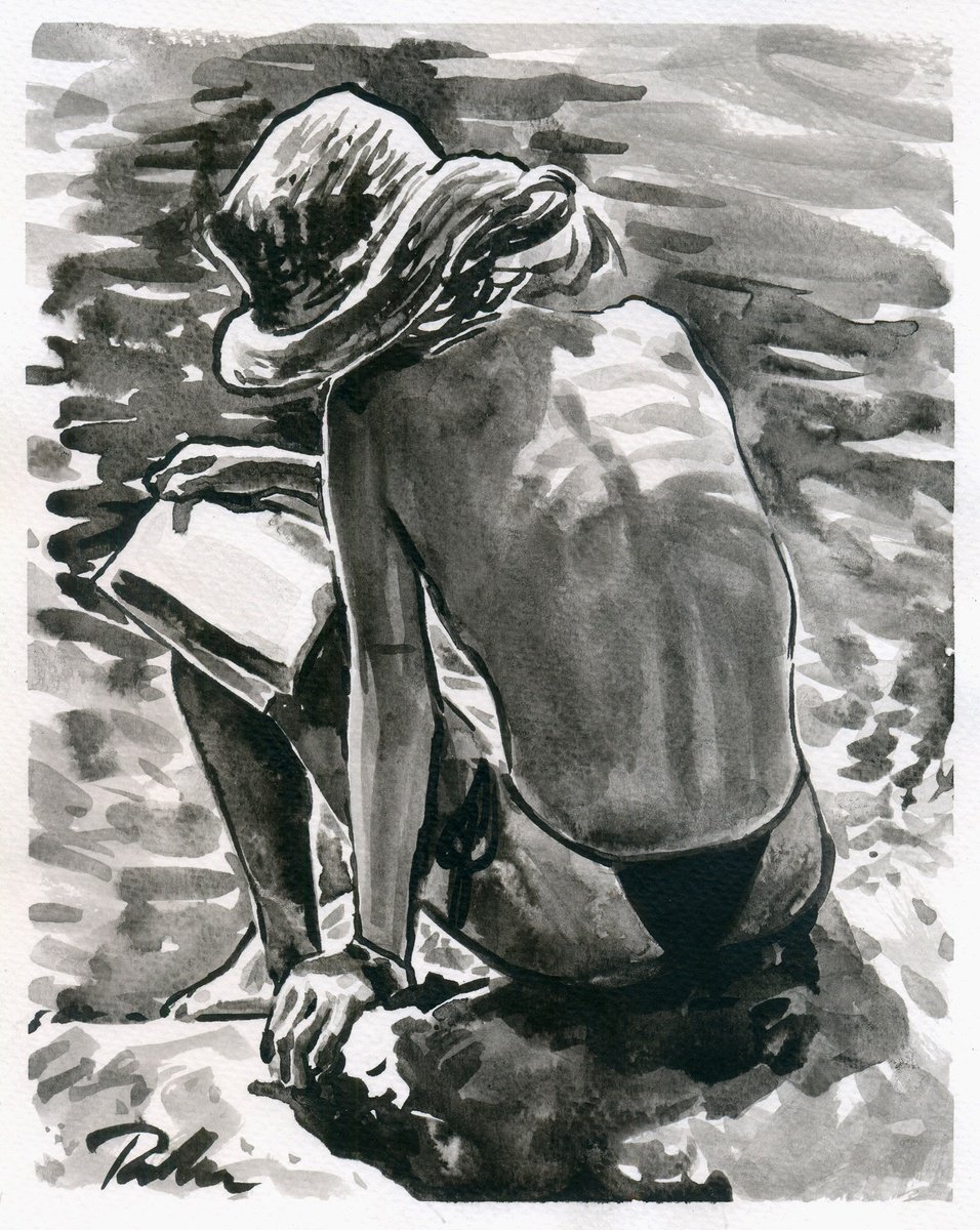 Urban And Pop Portrait Ink Drawing By Tashe, 8 X 10", Just Start With Dreaming, Original Artwork