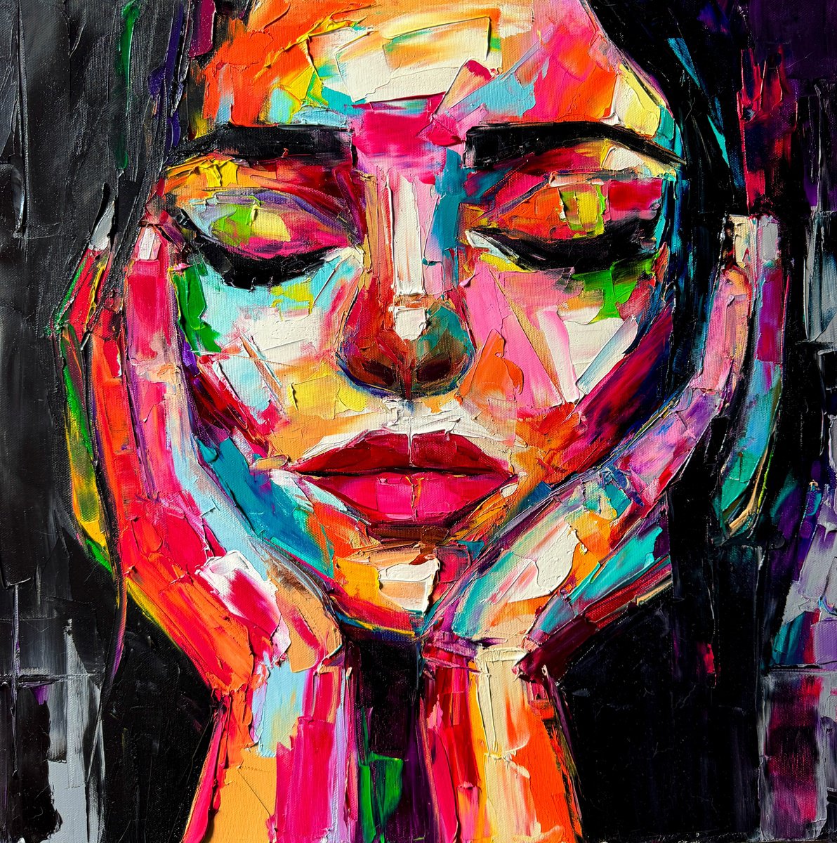 Expressive Oil Painting , Amor Or Keep Dreaming By Lina Redford, 20 X 20, Artwork For Sale On Artfinder