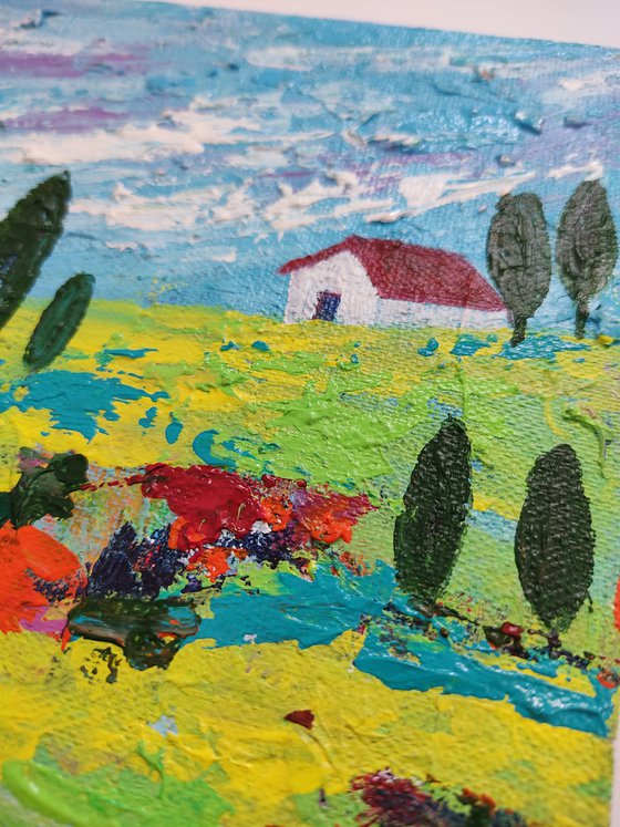 Tuscany - abstract landscapelovers - acrylic painting on canvas board - gift for lovers - tuscany italy lovers