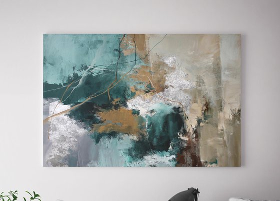 "Forest Hill 2" Abstract emerald acrylic art