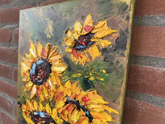 Texture Sunflower impasto art