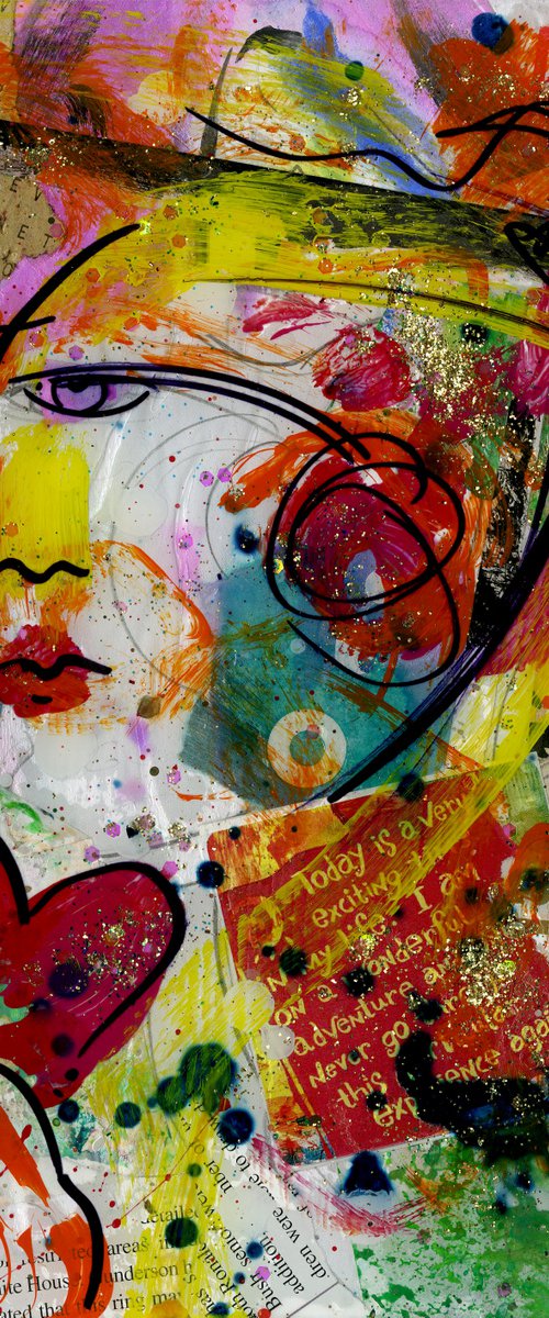 Funky Face Love 25 - Mixed Media Art by Kathy Morton Stanion by Kathy Morton Stanion