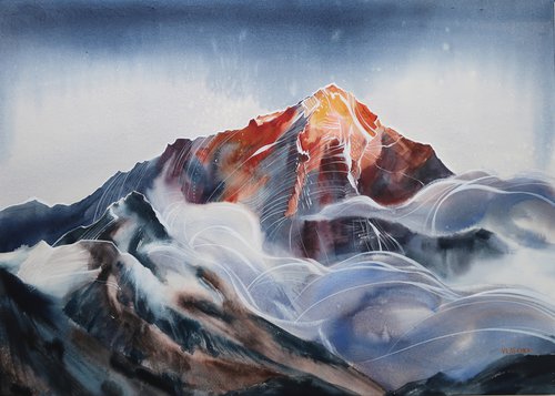 Everest mountain. by Alla Vlaskina