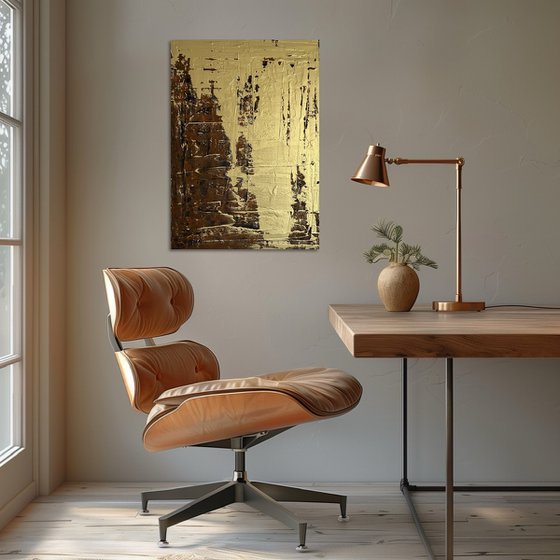 Greengold on brown 70x50