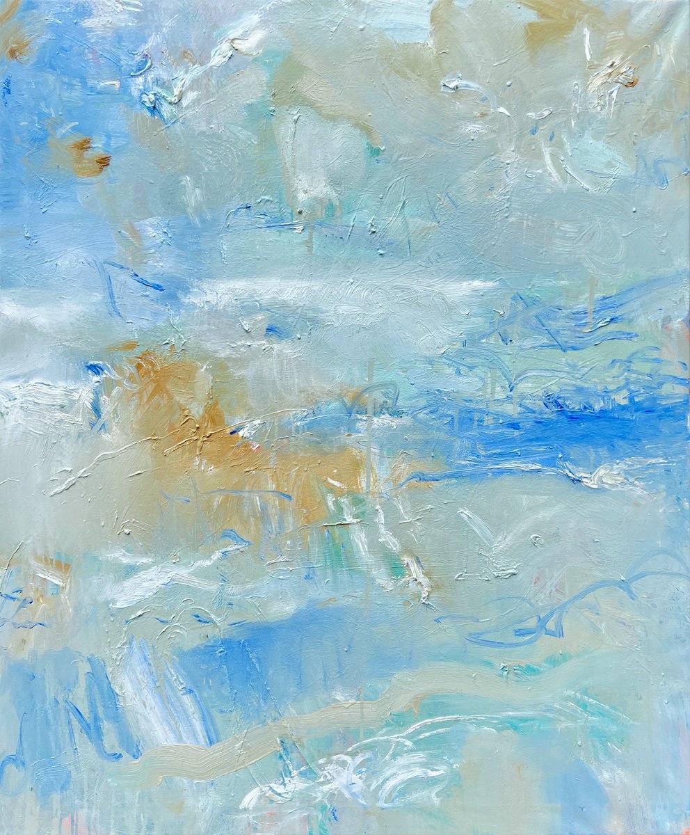 Abstract Landscape Oil Painting By Zakhar Shevchuk, 36 X 44", Strange Weather, Original Artwork