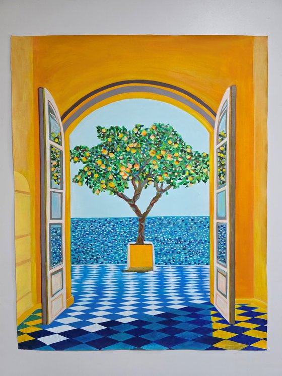 Seascape with lemon tree
