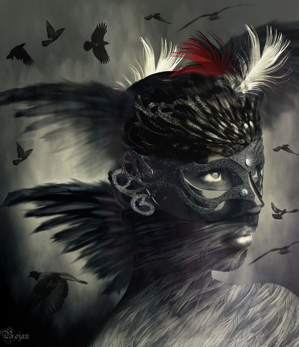 Illustrative Portrait Photograph By Bojan Jevtic, 35 X 40, Time For Me To Fly, Original Artwork