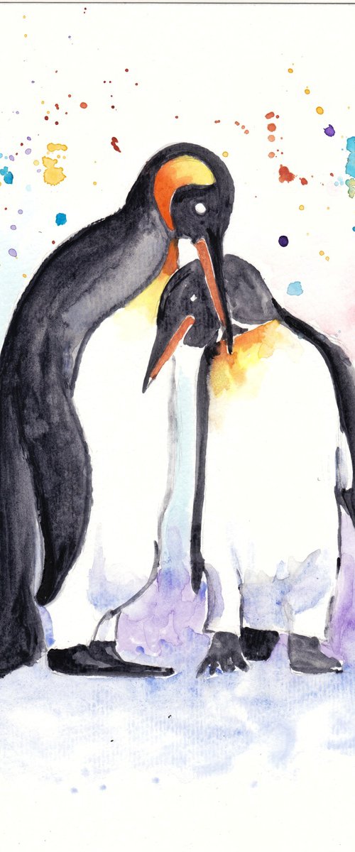 Loving Emperor Penguin Couple by MARJANSART