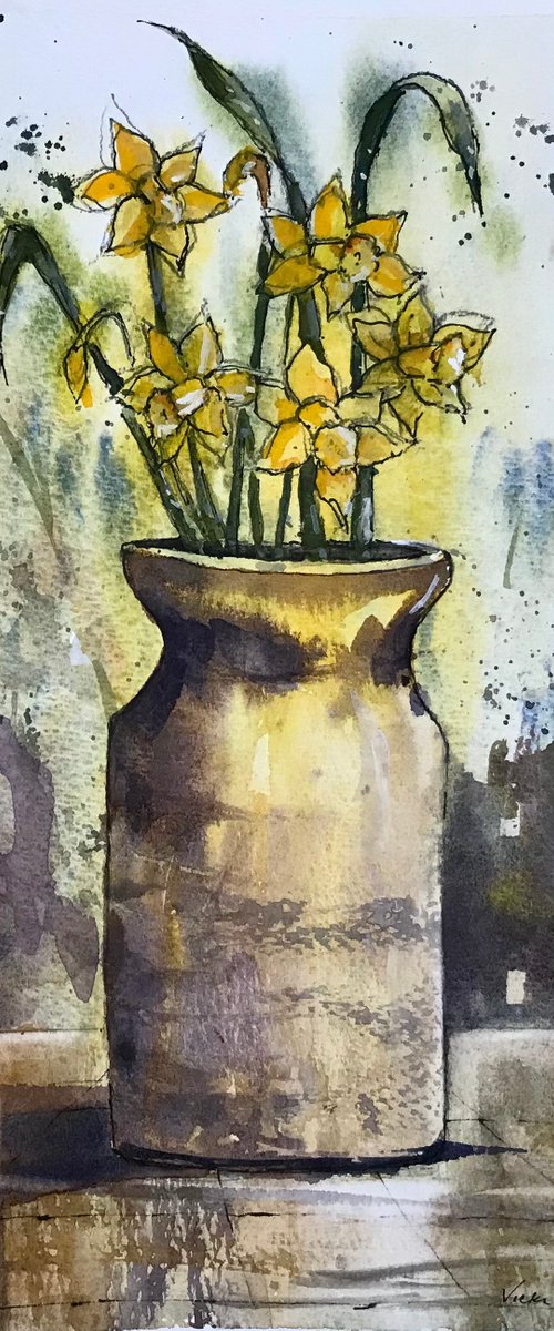 Pot of Daffodils by Vicki Washbourne