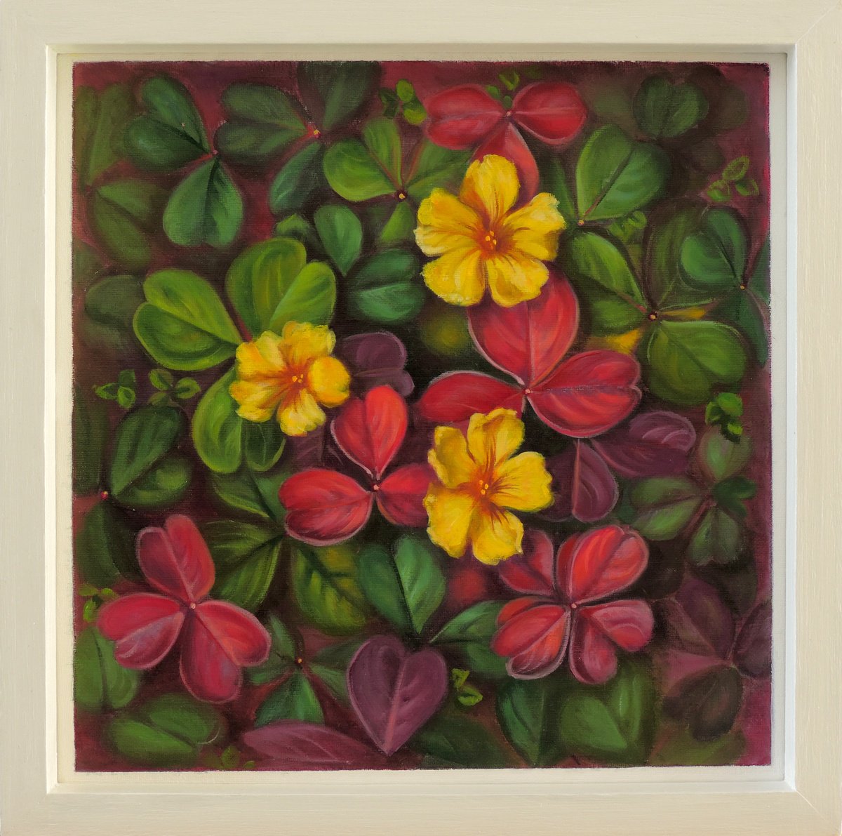 Photorealistic Botanical Oil Painting By Laura Cabral, 9 X 9", Good Luck, Original Artwork