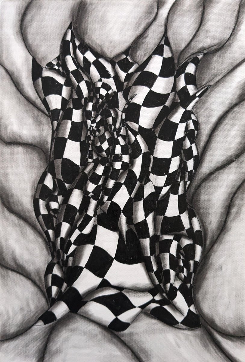 Geometric Charcoal Drawing , Folds By Massimo Castronuovo, 9 X 13, Artwork For Sale On Artfinder