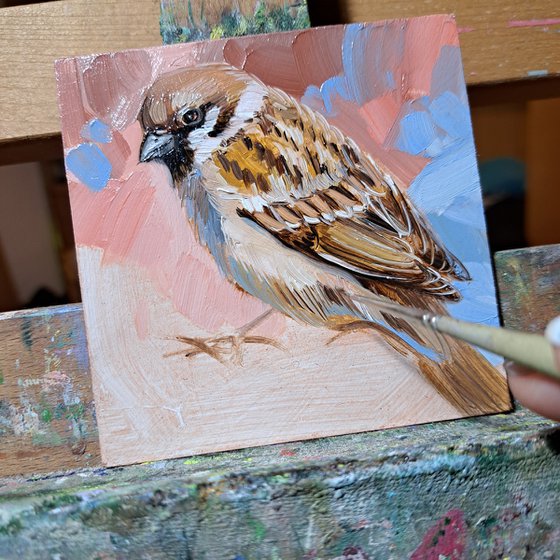 Sparrow bird painting