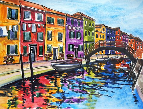 Reflections - Burano by Julia  Rigby