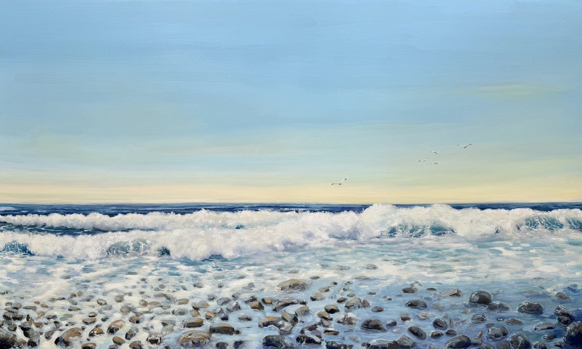 Expressive Landscape Acrylic Painting By Emma Sian Pritchard, 49 X 30, Salt And Stone, Original Artwork