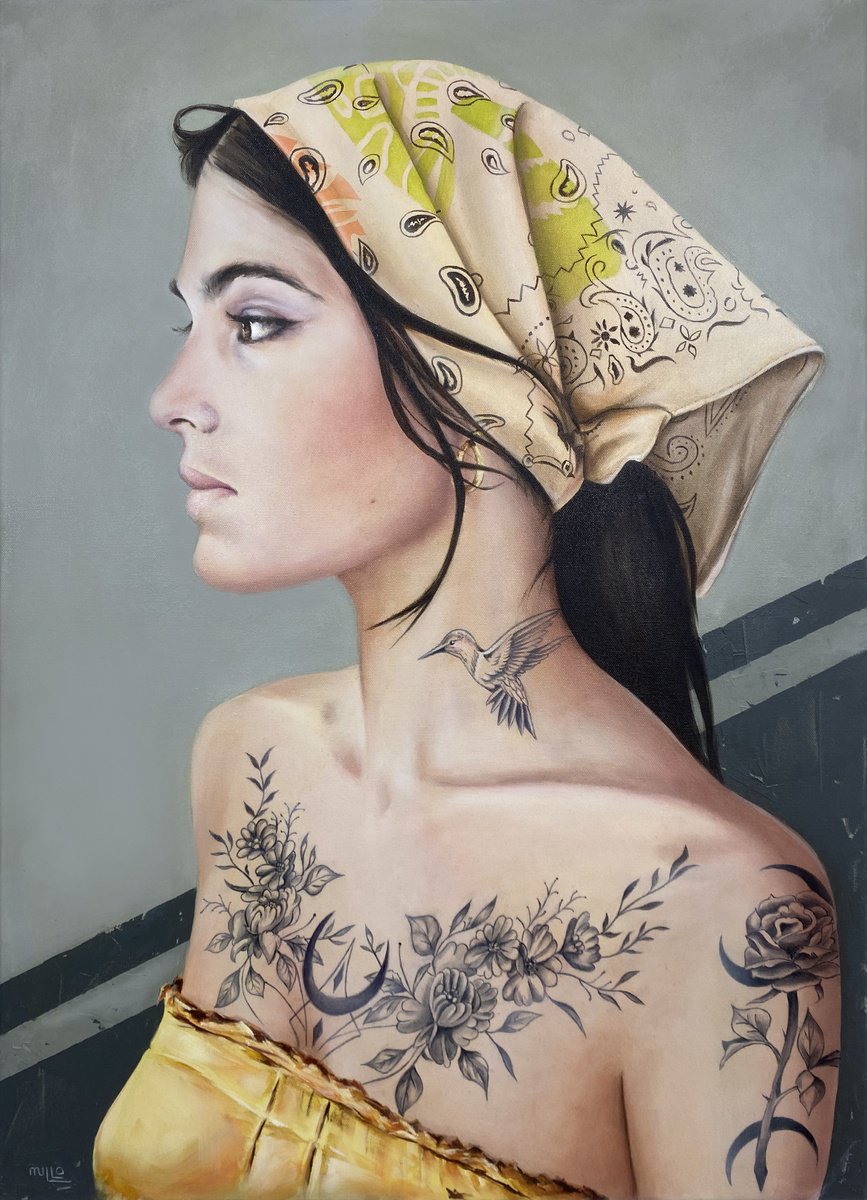 Photorealistic Portrait Oil Painting By Mullo Art, 26 X 35", Sophia