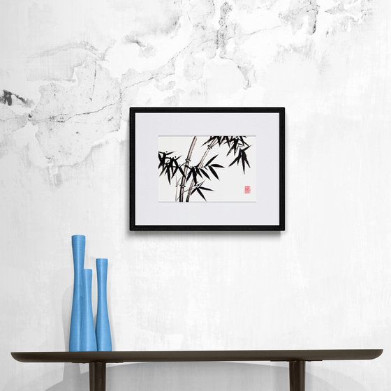 Two bamboo branches -  Bamboo series No. 2132 - Oriental Chinese Ink Painting