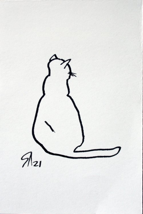 Cat portrait III.  From my a series of LIVE LINE /  ORIGINAL PAINTING by Salana Art Gallery