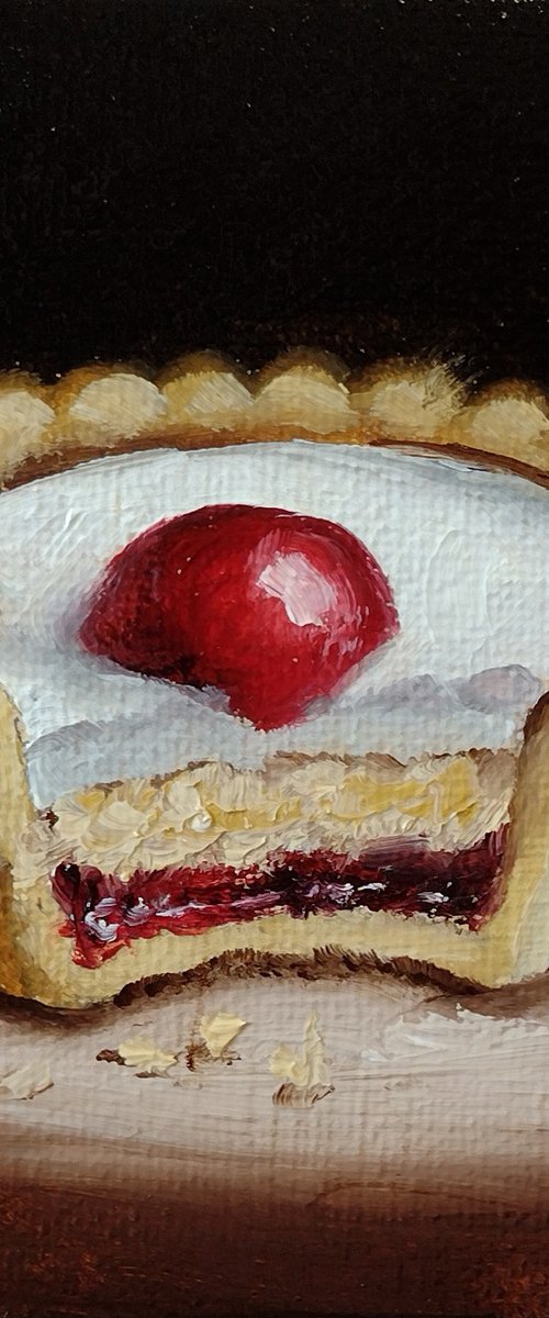 Little Cherry Bakewell tart still life by Jane Palmer Art