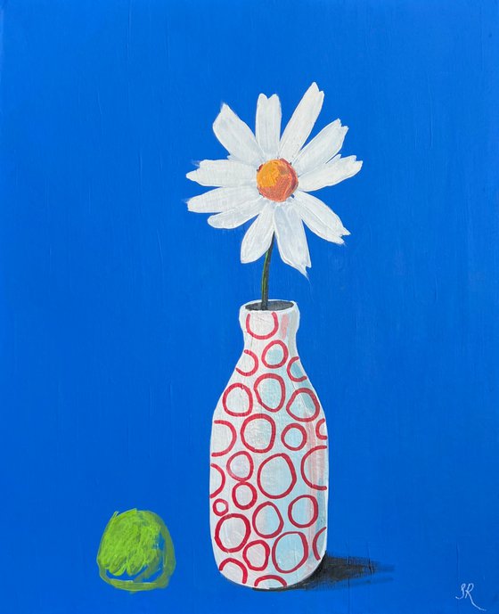 White Daisy Painting in Vase