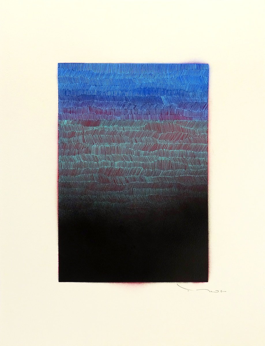 Abstract Ink Drawing By Tehos, 20 X 26", Tehos Grand Carre Long 2025 07, Original Artwork