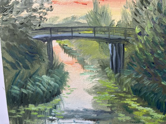 Small bridge at sunset