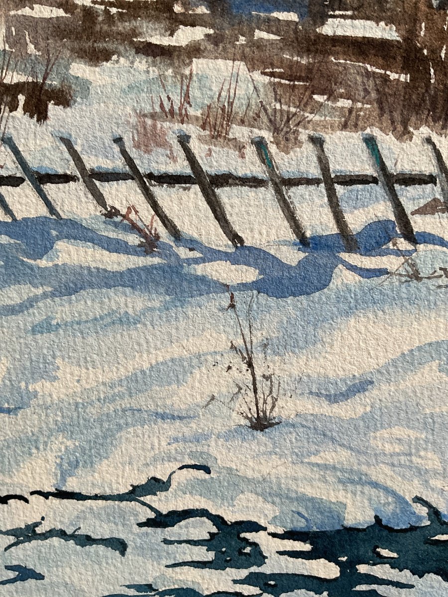 Illustrative Landscape Watercolour By Natalia Butenko, 18 X 11", The First Snow,, Original Artwork