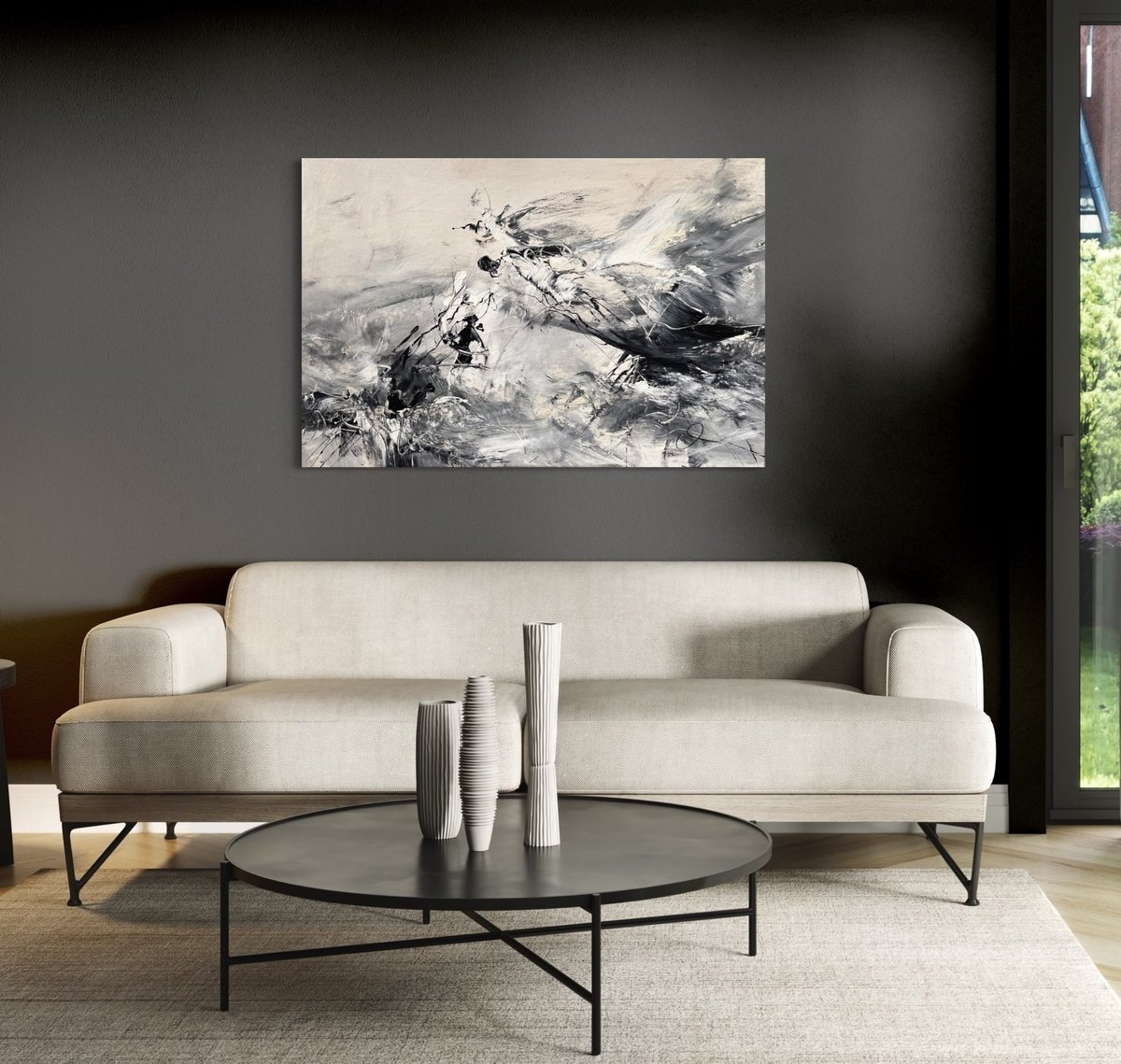 Organic Abstract Acrylic Painting By Maria Bevilacqua-Fischer, 47 X 31", Breakthrough Iii, Original Artwork