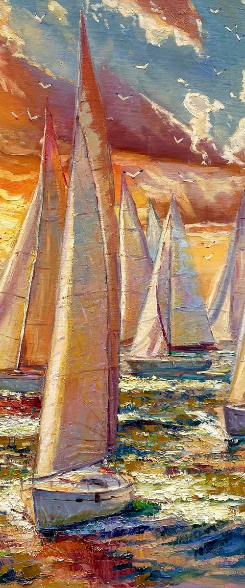 Sailboats by Evgeny Chernyakovsky