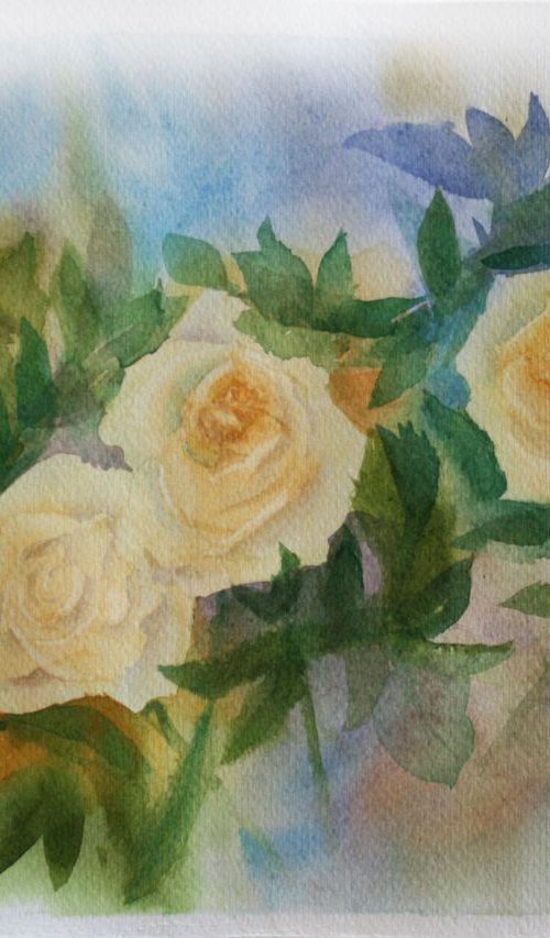 Roses  / Original Painting / color harmony of watercolor / a gift for you by Salana Art Gallery