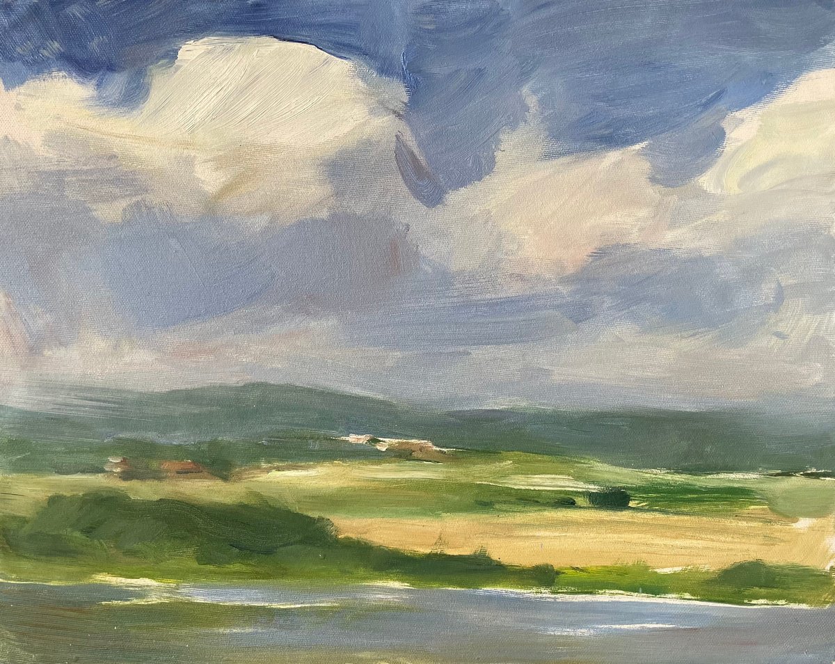 Impressionistic Landscape Oil Painting By Denys Kovalyk, 25 X 21, Sunlight, Original Artwork