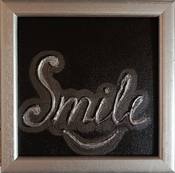 Ready to hang and framed gift with motivation words Smile
