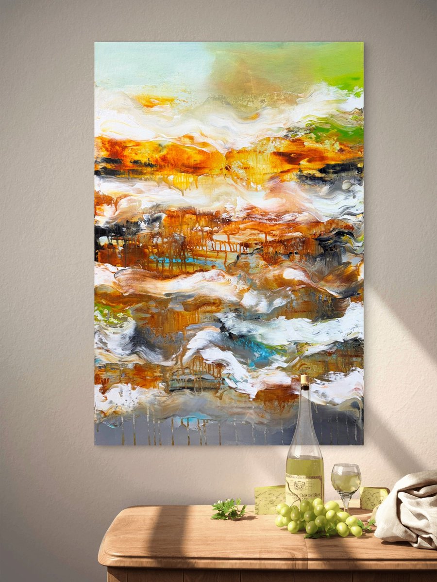 Abstract Acrylic Painting By Andrada Anghel, 24 X 36, Strata 2, Original Artwork
