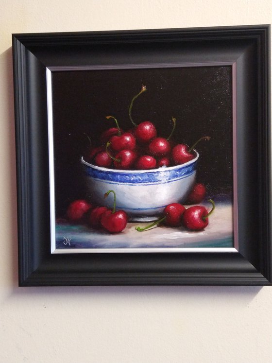 Bowl of cherries still life