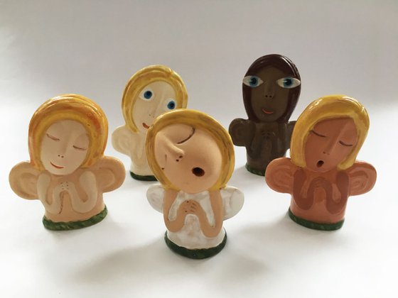 Ceramic | Disabled artist | World angels | Set of 5 pieces