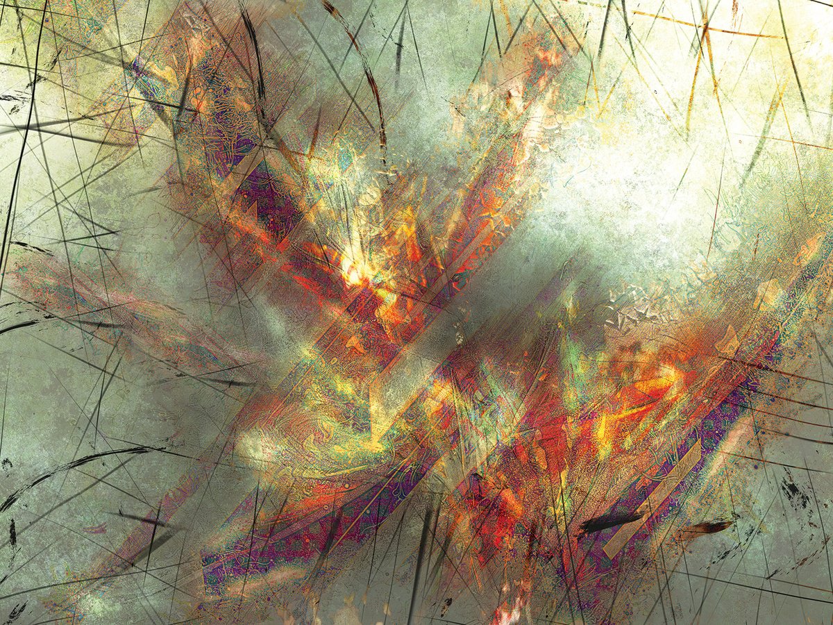 Abstract Botanical Print By Javier Diaz, 80 X 60, Grunge Ii, Original Artwork