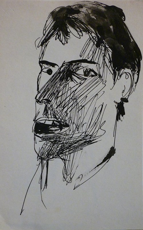 Self-Portrait, 15x24 cm by Frederic Belaubre