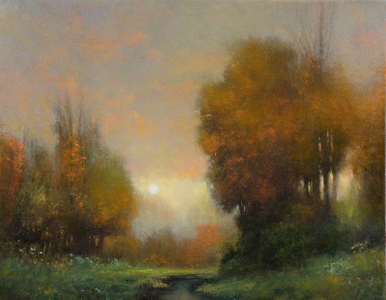 October Sunset impressionist fall colors tonal landscape