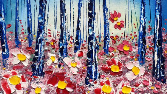 "Deep Red Forest & Flowers in Love"