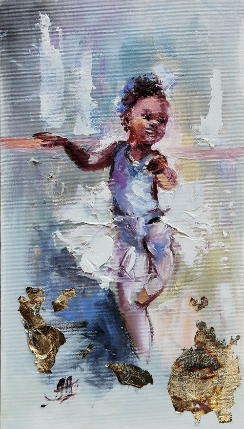 Ballerina painting, Ballet original art, Miniature painting by Annet Loginova