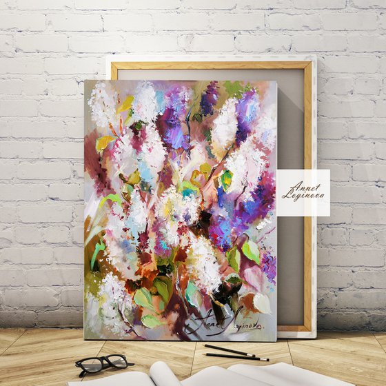 Lilac Floral painting Oil Painting Flower Artwork