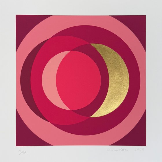 Fine Art Print & Gold painted. Fuchsia