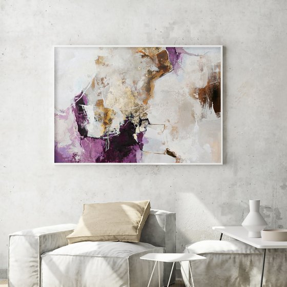"Pink Avalanche 3" Purple gold abstract art