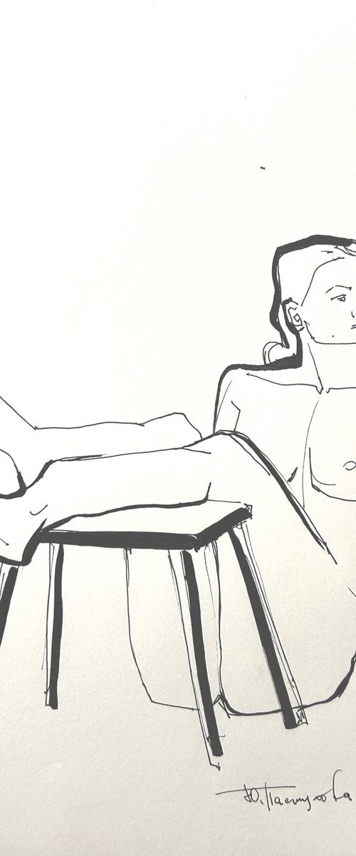 Girl and chair nude sketch by Yuliia Pastukhova