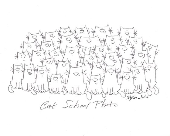 Cat School Photo. Cartoon