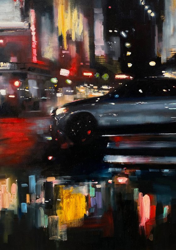 "New York" 100x100 large original oil painting