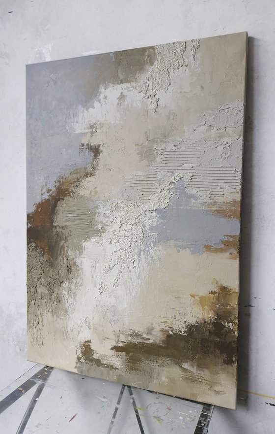 "Fjord" Abstract brown blue textured art