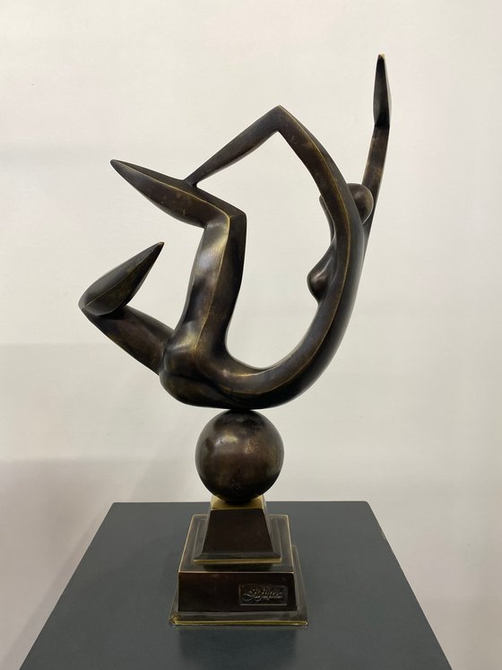 Levitation contemporary bronze sculpture